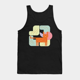 Cat with geometric and colorful shapes Tank Top